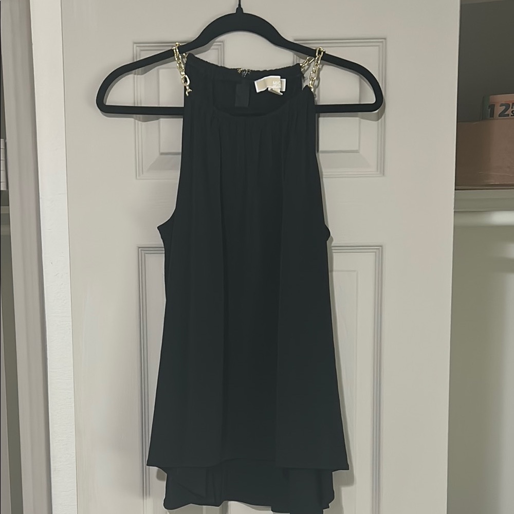 Michael Kors Black Top with Gold Chain Accents